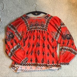 Flying Tomato Red and Black Bohemian Blouse
